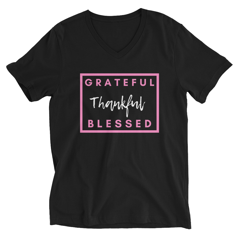 Grateful Thankful Blessed V-Neck