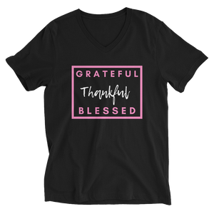 Grateful Thankful Blessed V-Neck